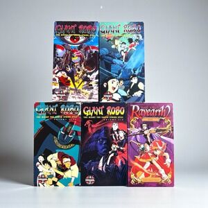 5 Vintage Anime Sci-Fi VHS Giant Robo Vol 2, 4-6 & Rayearth 2 Tapes Manga